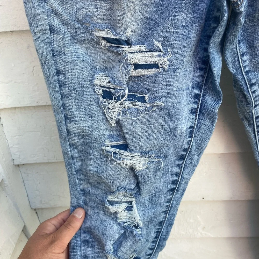 SO Blue Skinny Distressed Jeans Stretchy Denim Pants - Picture 2 of 9